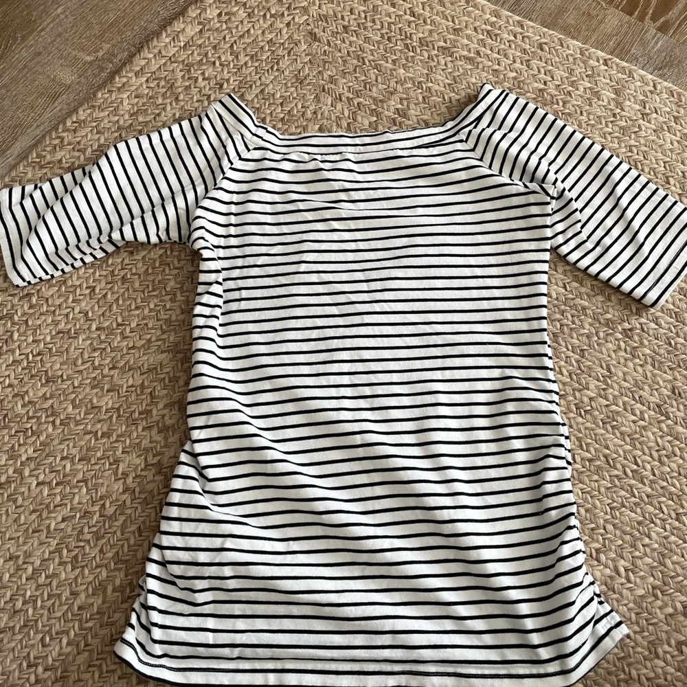 B/W Striped Boatneck Maternity Shirt